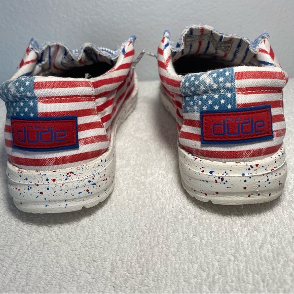 Hey Dude Red, White and Blue shoes in size Y4-L5 - Picture 3 of 6
